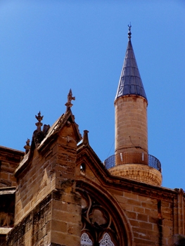 This photo of the Selimiye Mosque in Northern Cyprus was taken by Cyprian photographer Gokhan Okur of Nicosia.  The Selimiye Mosque was built between the years 1209 and 1228 A.D. as the St. Sophia Cathedral and it was here that all Cyprian Kings were crowned until Venetians took control of the Island in 1489.  It remains the chief mosque in Northern Cyprus. 